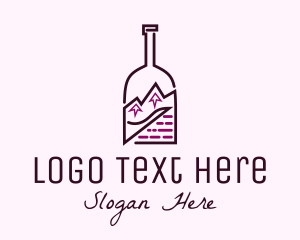 Wine Connoisseur - Mountain Peak Bottle logo design