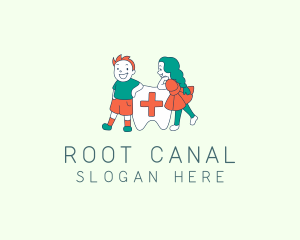 Endodontist - Medical Tooth Children logo design