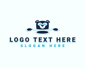 Polar Bear - Swimming Bear Goggles logo design