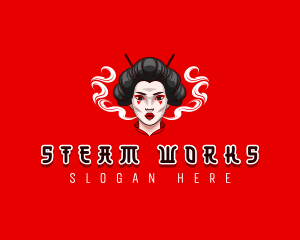 Steam - Geisha Smoke Vape logo design