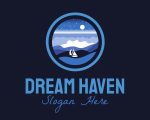 Night Ship Sailing logo design