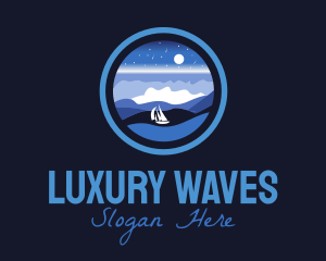 Night Ship Sailing logo design