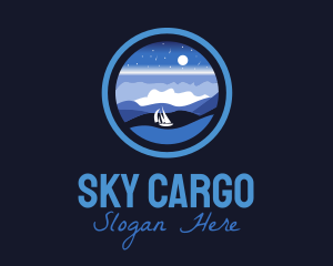 Night Ship Sailing logo design