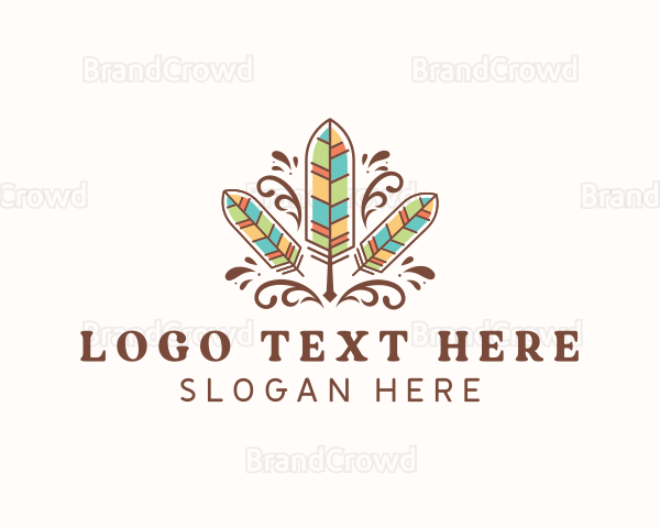 Boho Feather Quill Pen Logo