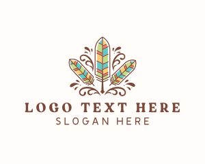 Story - Boho Feather Quill Pen logo design