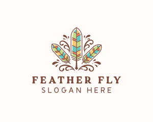 Boho Feather Quill Pen logo design