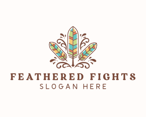 Boho Feather Quill Pen logo design