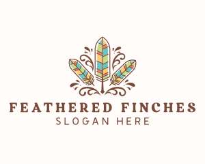 Boho Feather Quill Pen logo design