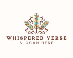 Poetry - Boho Feather Quill Pen logo design