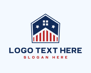 Roof - House Patriotic Builder logo design