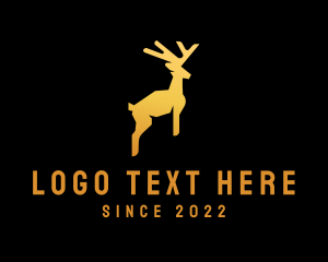Antler - Gold Hopping Deer logo design