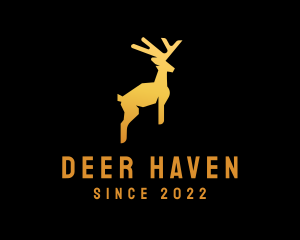 Gold Hopping Deer logo design