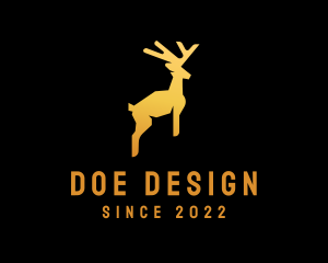 Gold Hopping Deer logo design