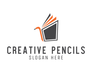 Pencil Book Bird logo design