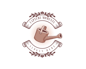 Emblem - Floral Watering Can logo design