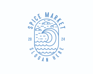 Surfing Sea Waves Logo