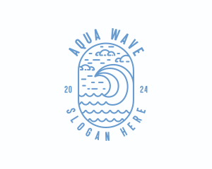 Surfing Sea Waves logo design