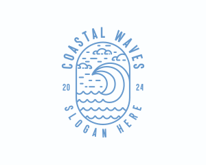 Surfing Sea Waves logo design