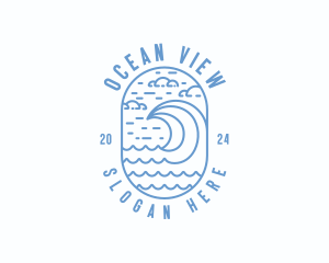 Surfing Sea Waves logo design