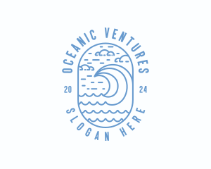 Surfing Sea Waves logo design