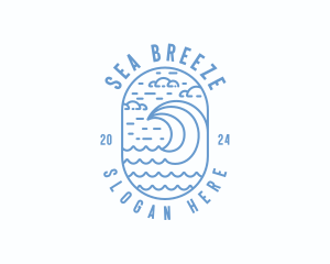 Surfing Sea Waves logo design