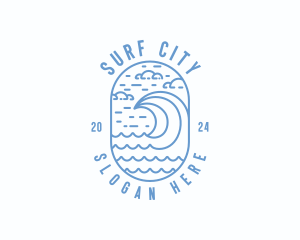 Surfing Sea Waves logo design