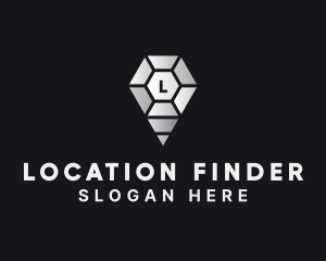 Gemstone Jewelry Pin Location logo design