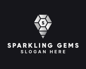 Gemstone Jewelry Pin Location logo design