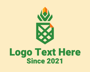 Vegan - Pineapple Fruit Paper logo design