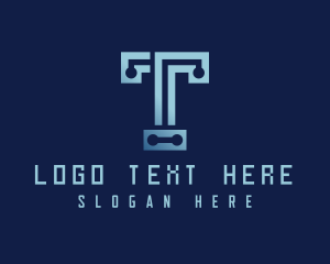 Circuit - Programmer Tech Letter T logo design
