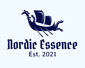 Nordic - Kraken Viking Ship logo design