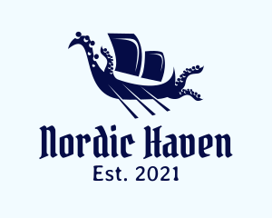 Nordic - Kraken Viking Ship logo design