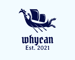 Mythology - Kraken Viking Ship logo design