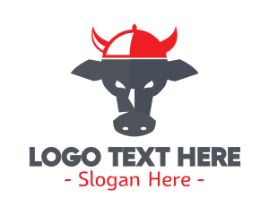 Angry - Cow Viking Helmet logo design
