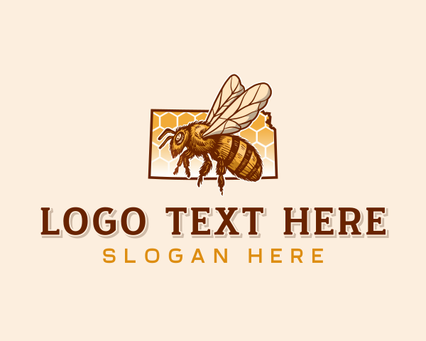 Map - Kansas Honeybee Apiary logo design