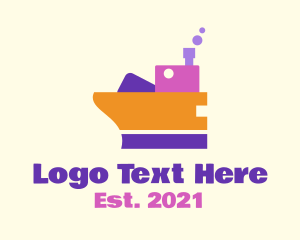 Cargo Ship - Toy Steam Boat logo design
