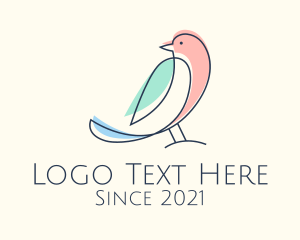 Aviary - Multicolor Monoline Bird logo design