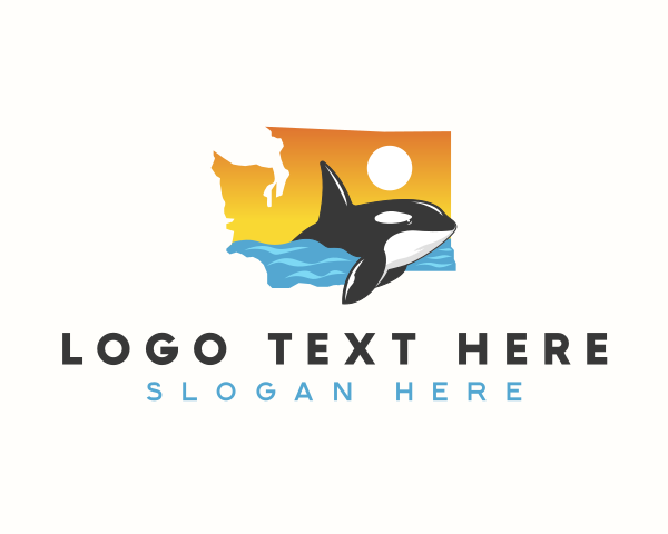 Map - Washington Orca Whale logo design