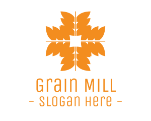Mill - Orange Wheat Grains logo design