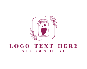 Leaves - Organic Jar Heart logo design
