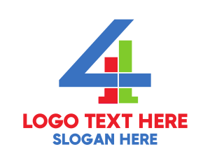 Number 4 - Geometric Number 4 logo design