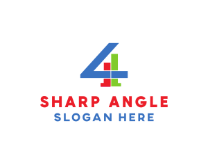 Angle - Geometric Number 4 logo design