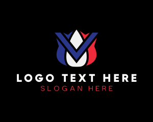 Letter V - France Tech Letter VM logo design