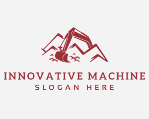 Machine - Mountain Backhoe Machine logo design