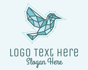 Messaging - Blue Geometric Bird logo design