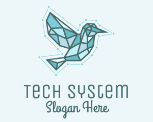 System - Blue Geometric Bird logo design