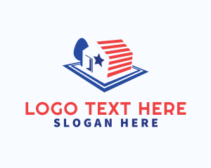 USA Flag House logo design