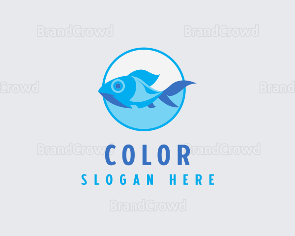 Swimming Aquarium Fish Logo