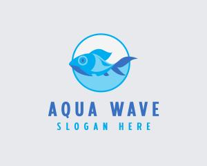 Swimming Aquarium Fish logo design