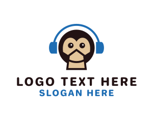 Swinging - Monkey Music Headphones logo design